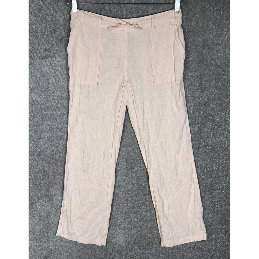 Alexander Jordan Linen Blend Pants Women Size Small Pink Pockets Drawstring